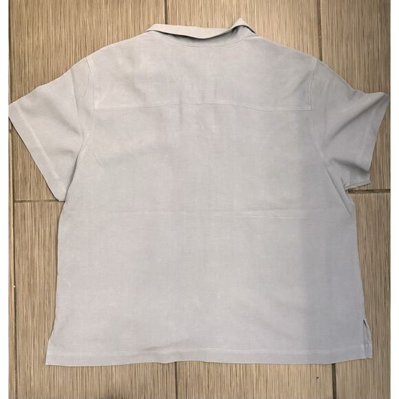 IZOD Women's Blue Washable Silk Short Sleeve Camp Shirt Size XXL Lightweight - Picture 4 of 5